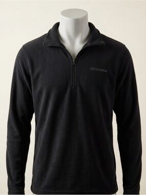Columbia Mens XL Black Quarter Zip Fleece Pullover Jacket Sweater Outdoor